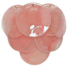 Pair of glass wall sconces - 10 iridescent alabaster pink discs Pair of glass wall sconces - 10 iridescent alabaster pink discs