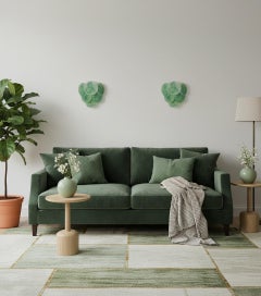 Pair of glass wall sconces - 6 acid-etched alabaster glass discs