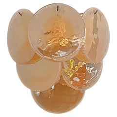 Pair of glass wall sconces - 6 alabaster gold disks