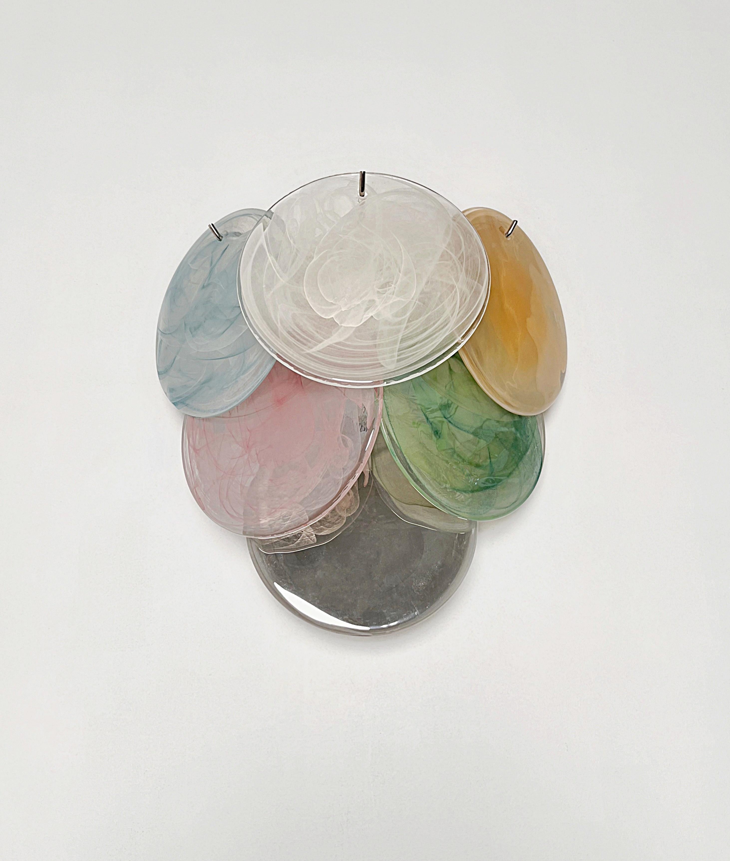 Pair of glass wall sconces - 6 alabaster multicolored disks In Good Condition In Gaiarine Frazione Francenigo (TV), IT