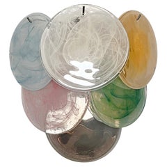 Pair of glass wall sconces - 6 alabaster multicolored disks