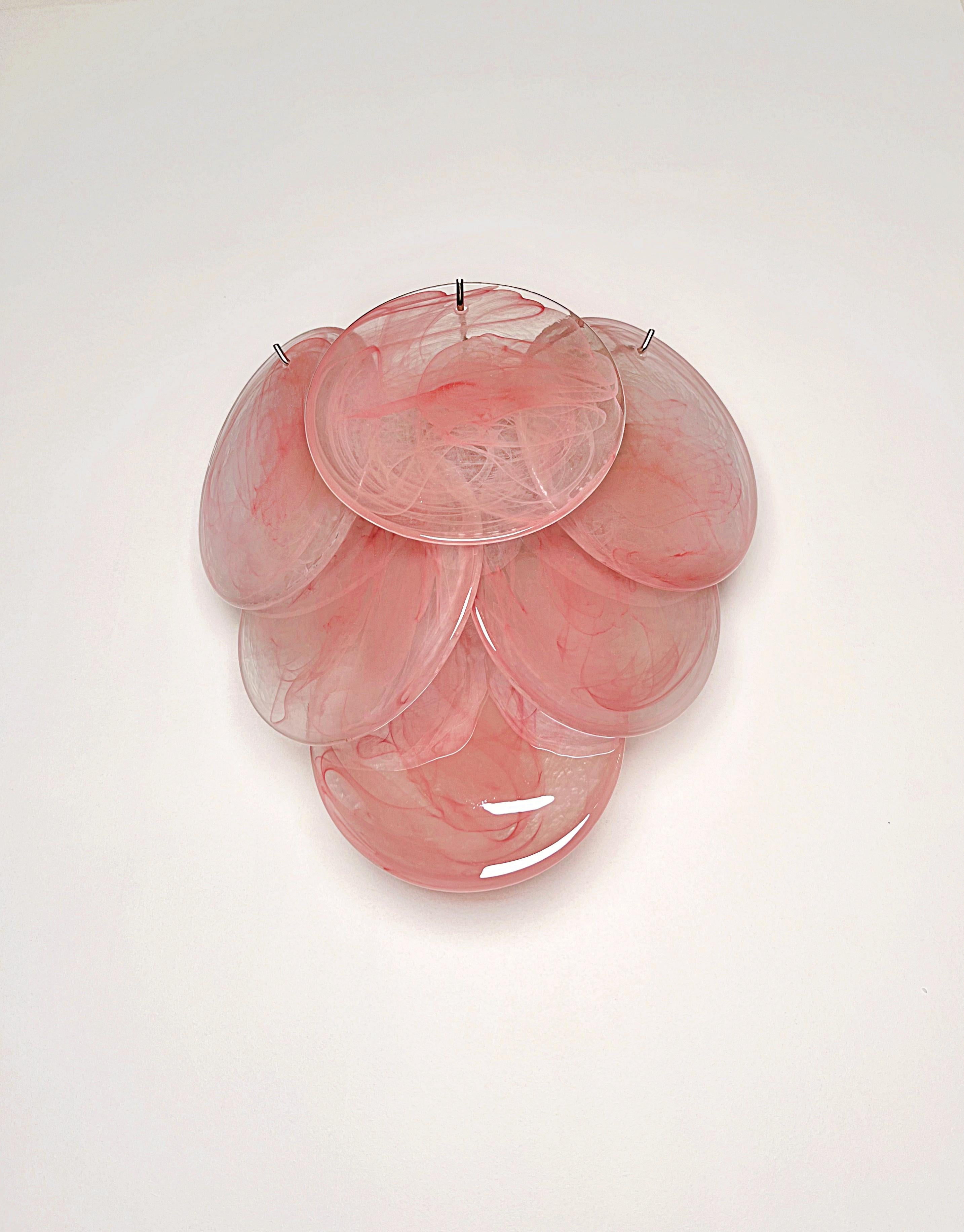 Galvanizzato Pair of glass wall sconces - 6 alabaster pink disks