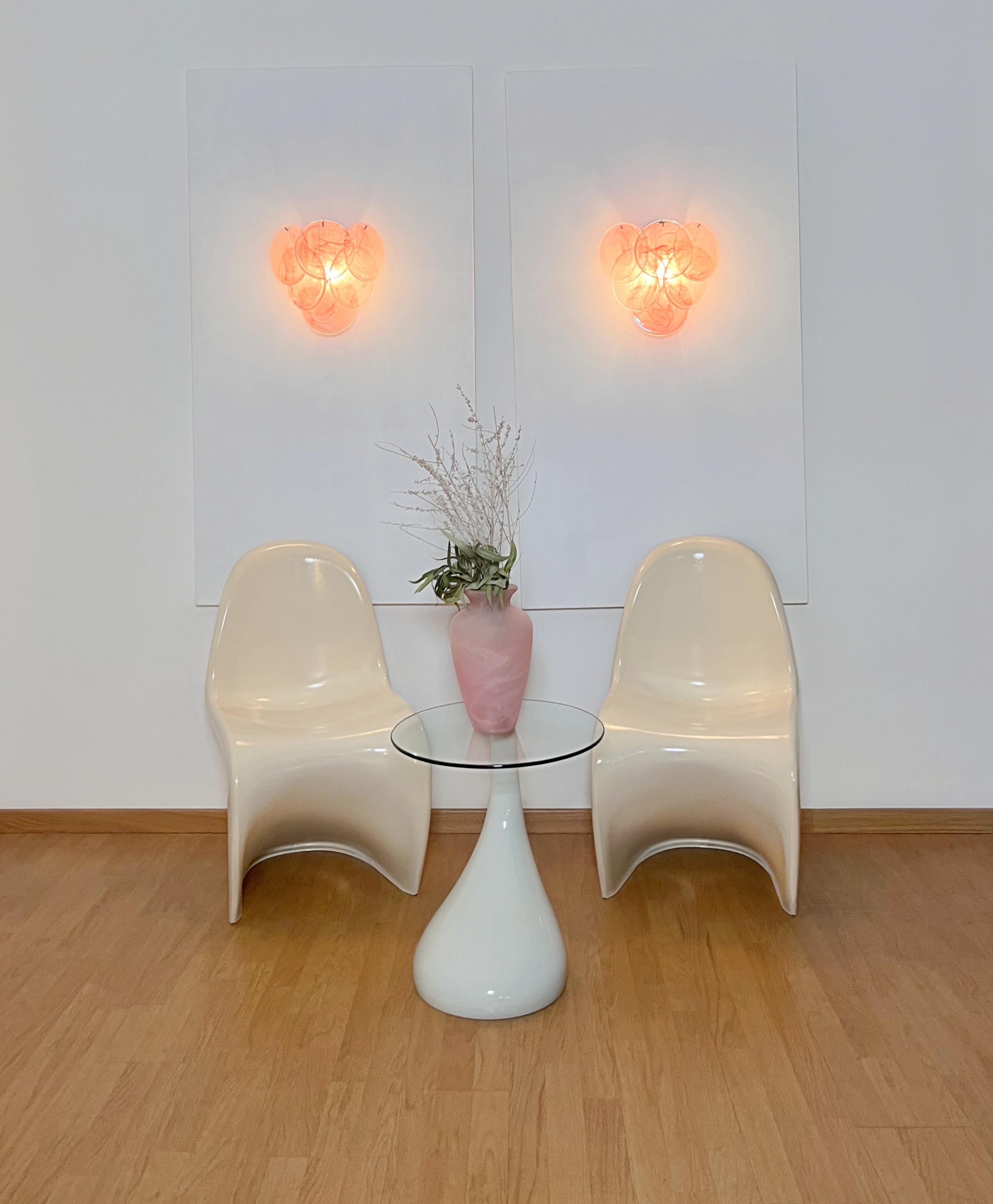 Vetro artistico Pair of glass wall sconces - 6 alabaster pink disks
