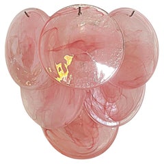Pair of glass wall sconces - 6 alabaster pink disks