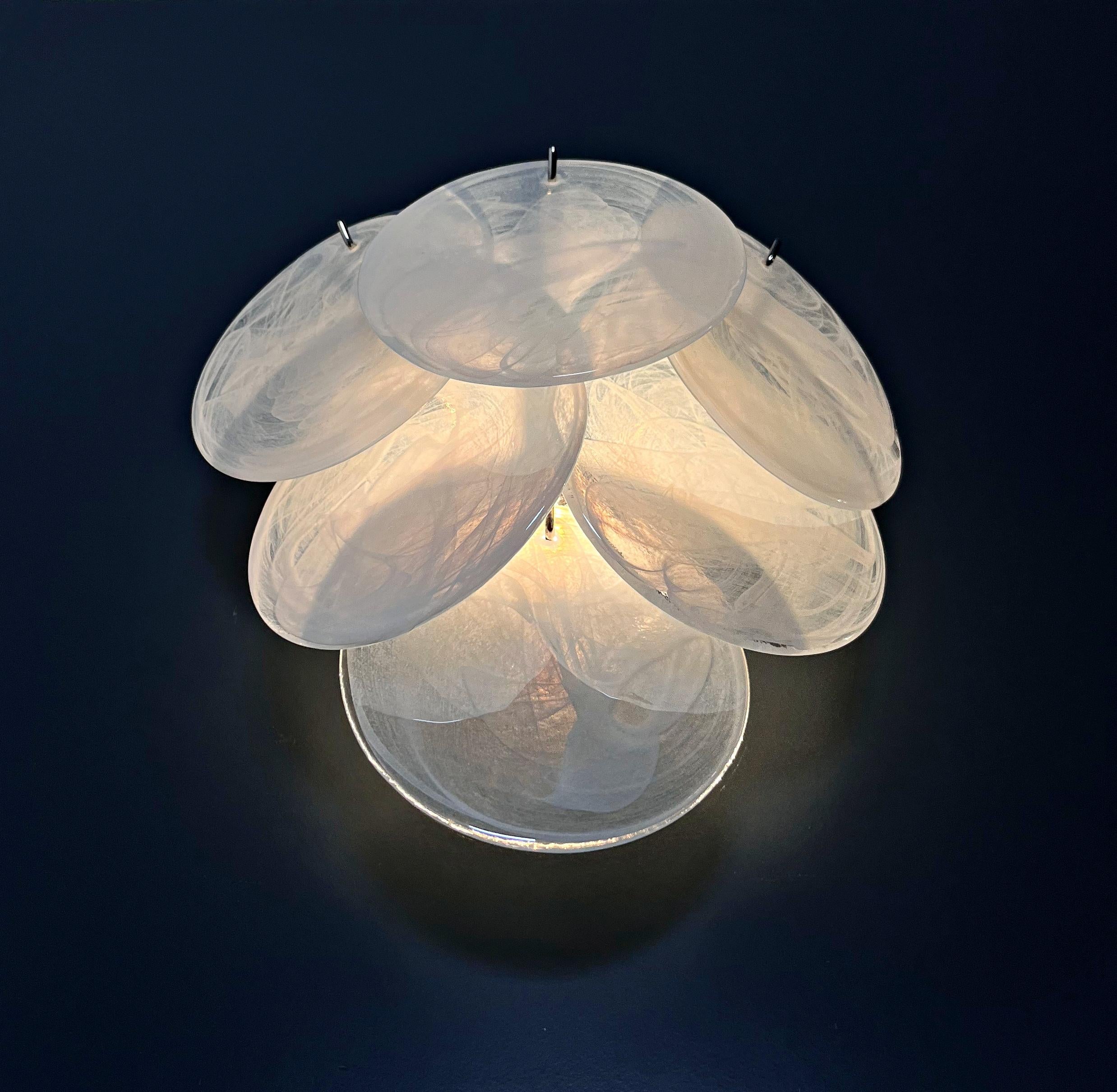 Pair of glass wall sconces - 6 alabaster white disks 6