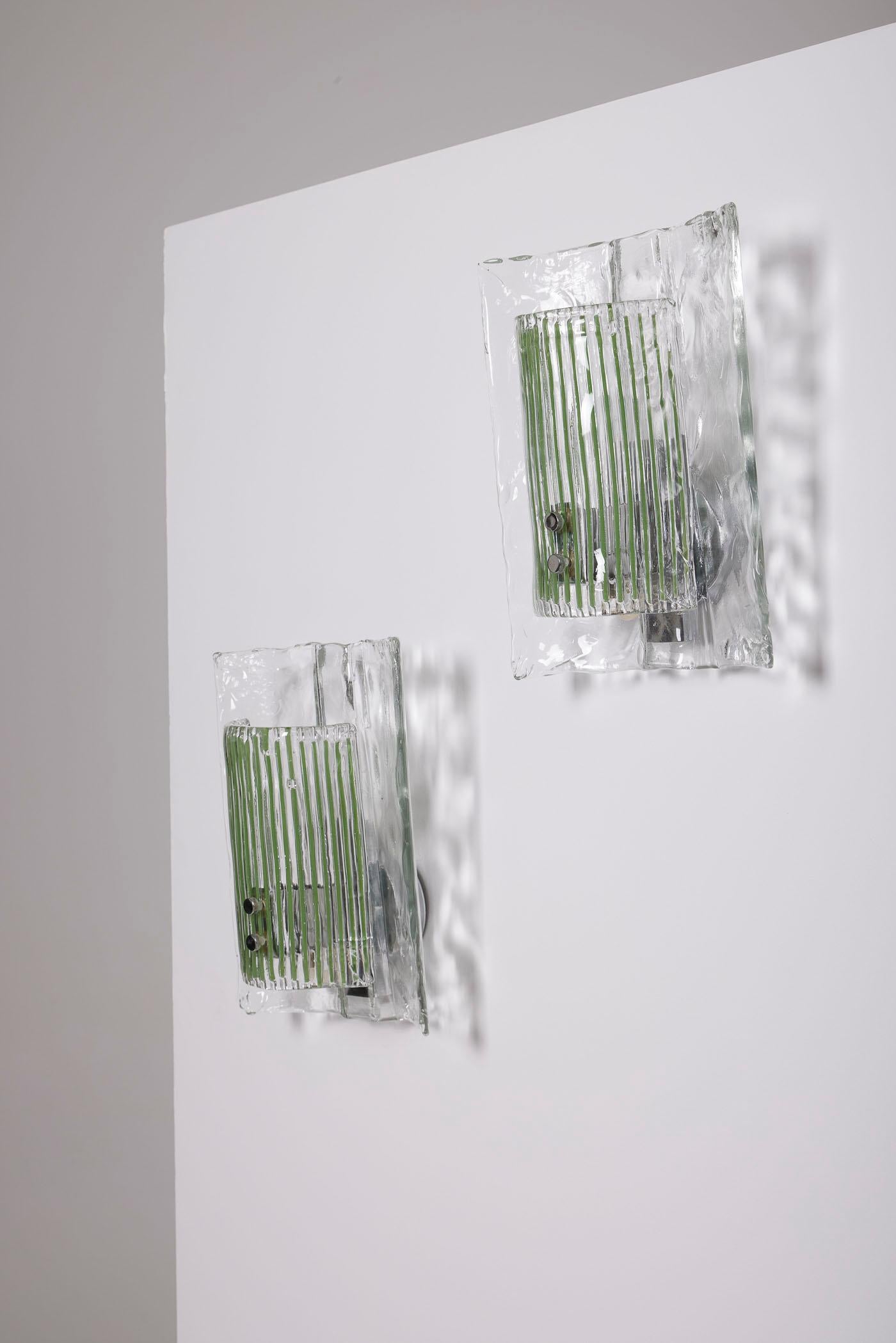 Pair of glass wall sconces by Carlo Nason For Sale 1
