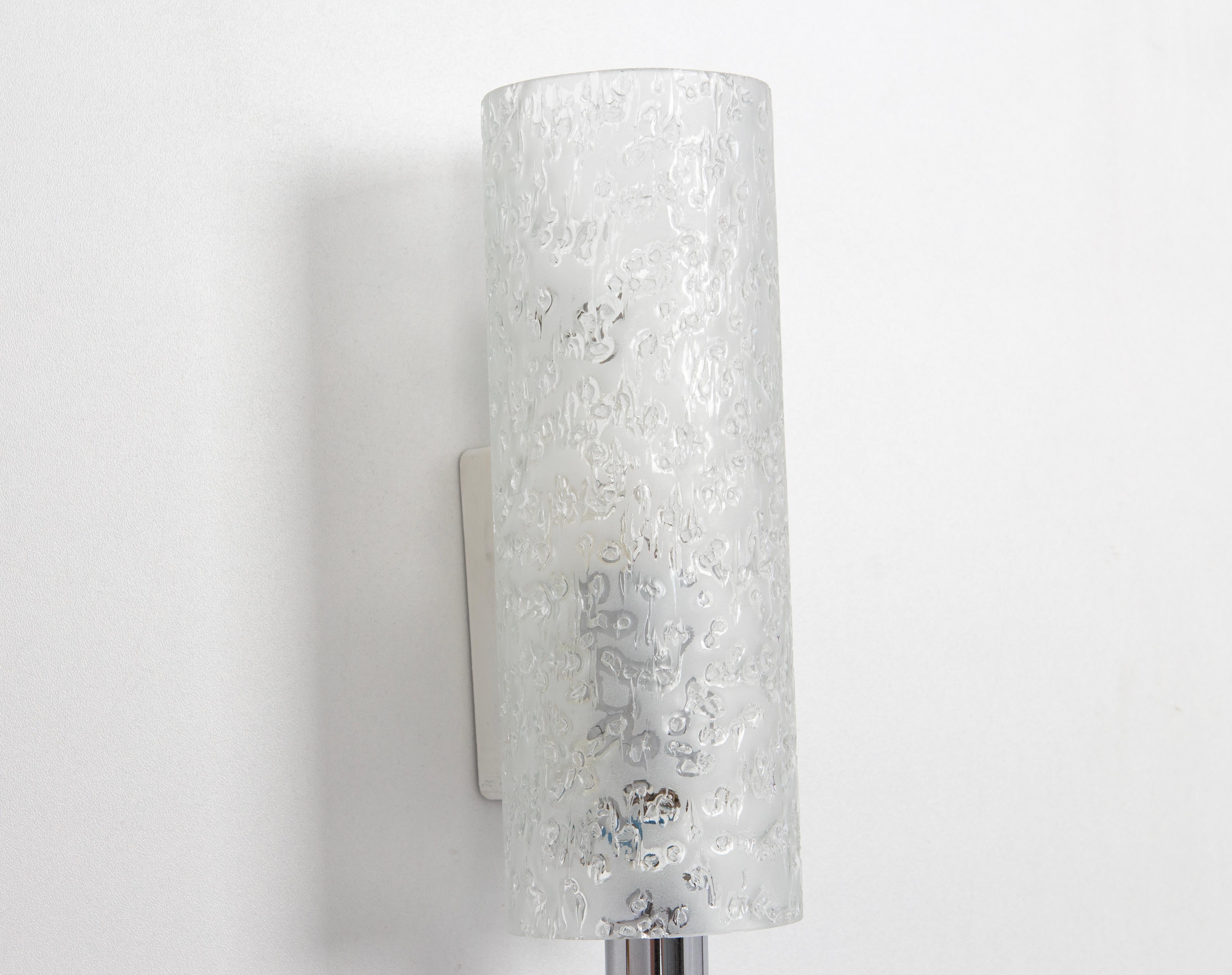 Metal Pair of Glass Wall Sconces by Doria, Germany, 1960s For Sale