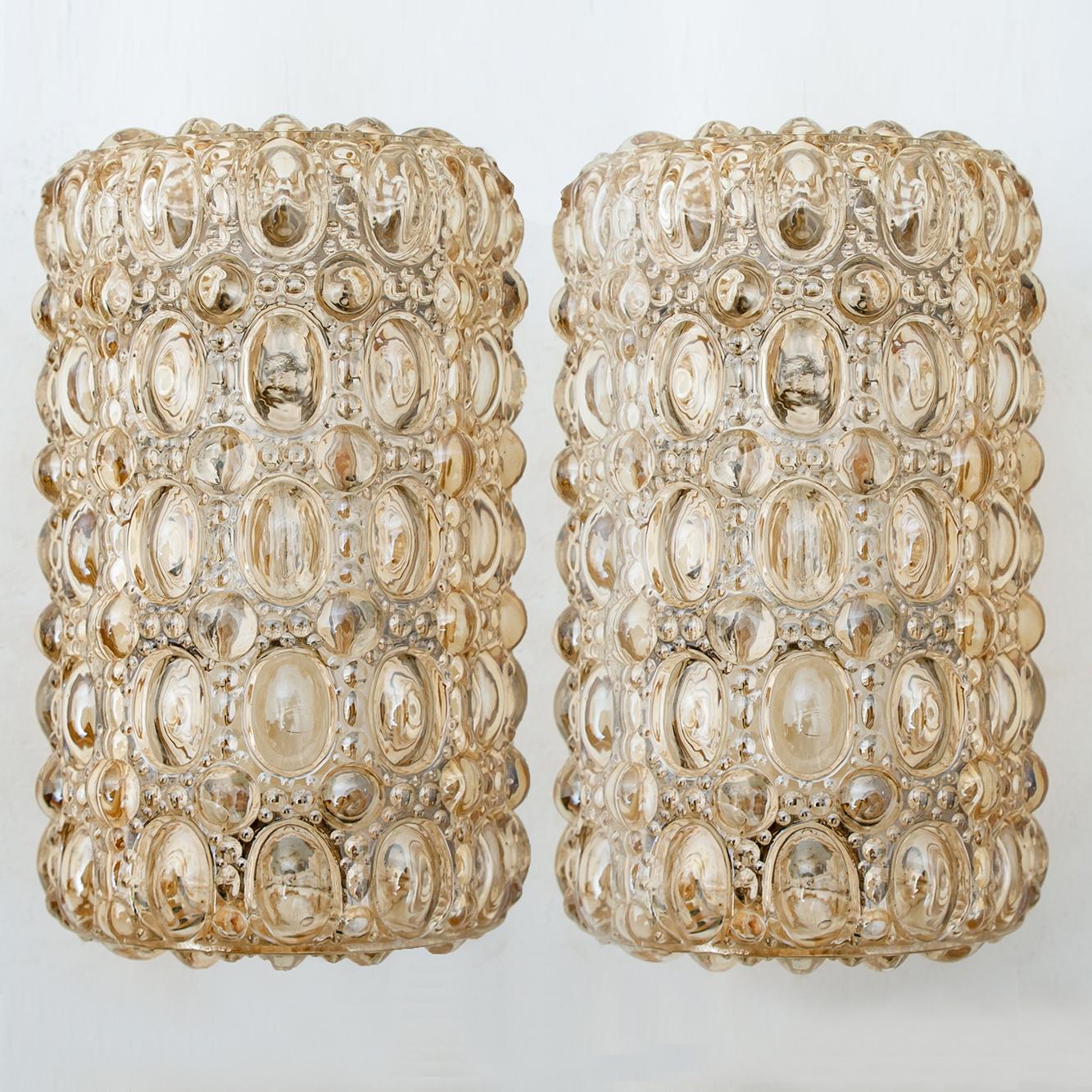 20th Century Pair of Glass Wall Sconces by Helena Tynell for Glashütte Limburg, 1960