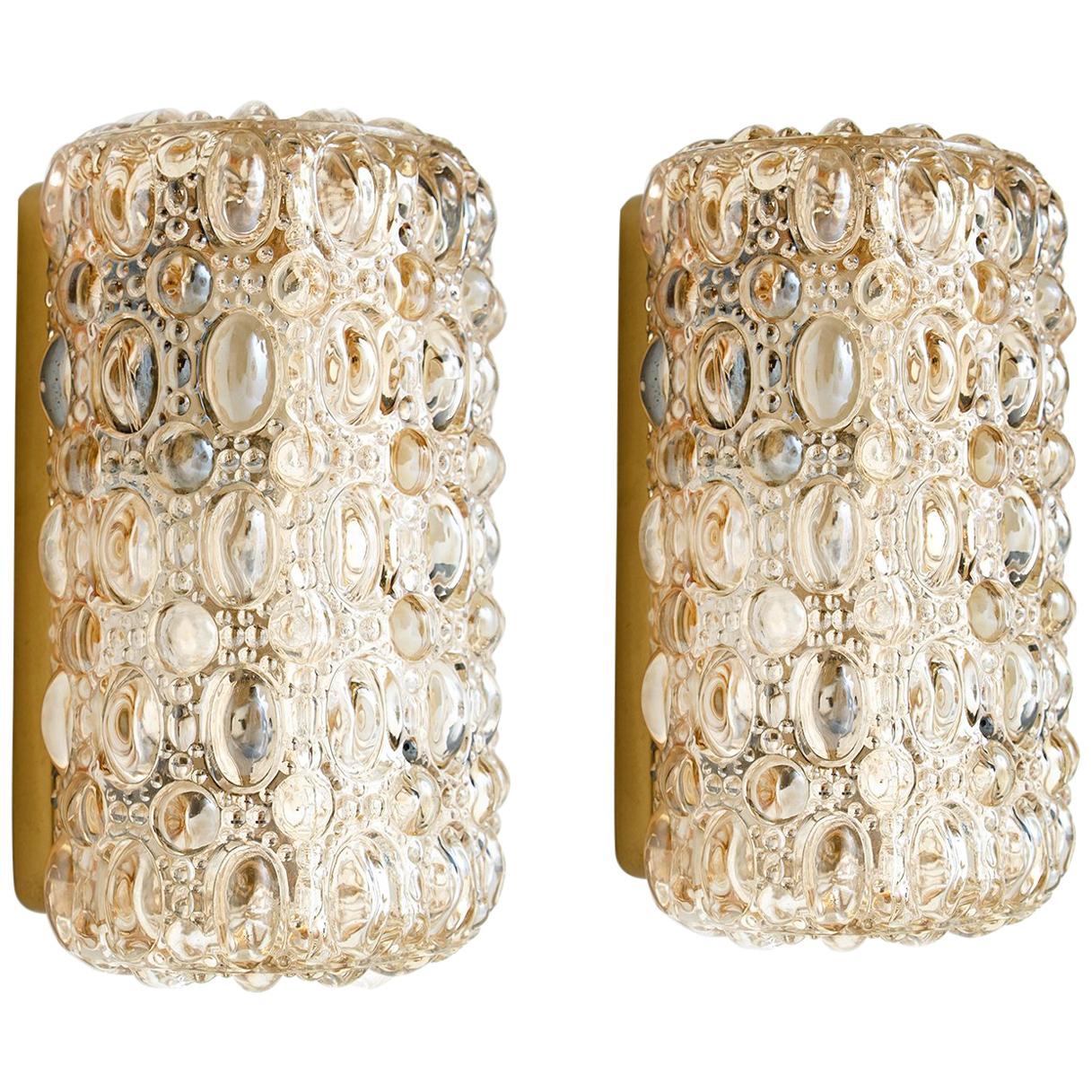 Pair of Glass Wall Sconces by Helena Tynell for Glashütte Limburg, 1960