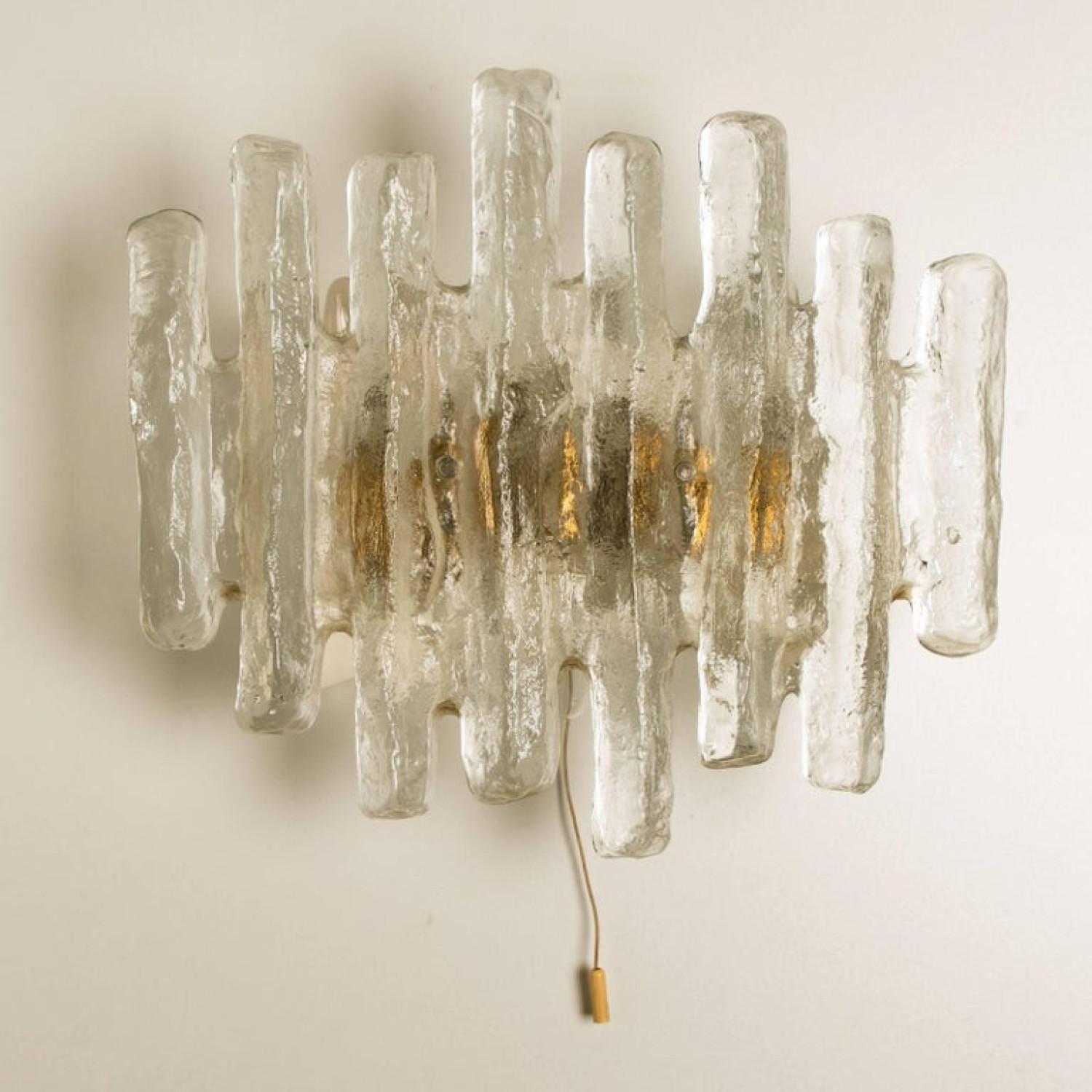 Pair of Glass Wall Sconces by J.T. Kalmar, Austria In Good Condition For Sale In Rijssen, NL