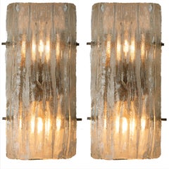 Pair of Glass Wall Sconces by J.T Kalmar, Vienna, Austria