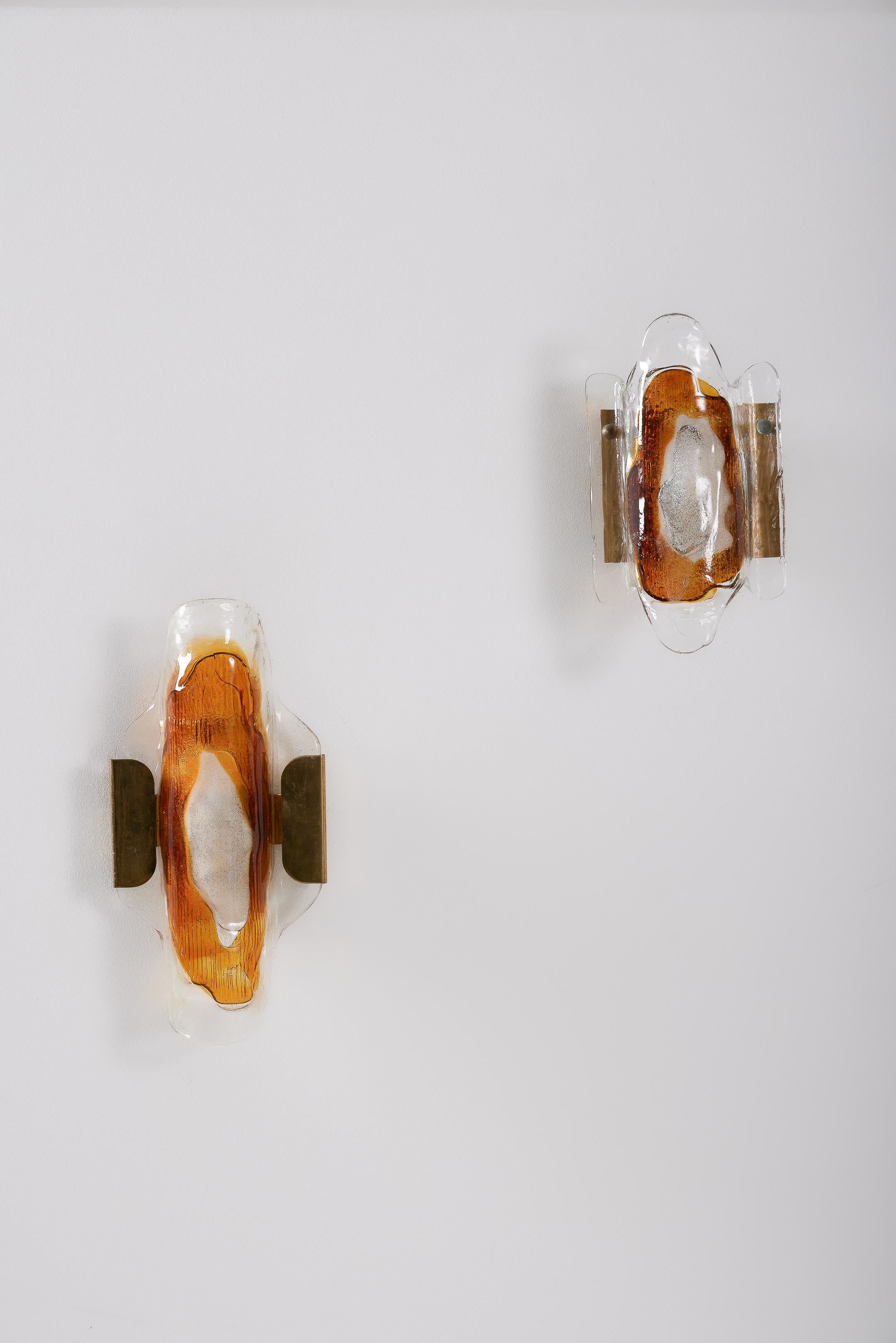 Paire d'appliques murales en verre de SVEND AAGE, années 1950 Bon état - En vente à PARIS, FR