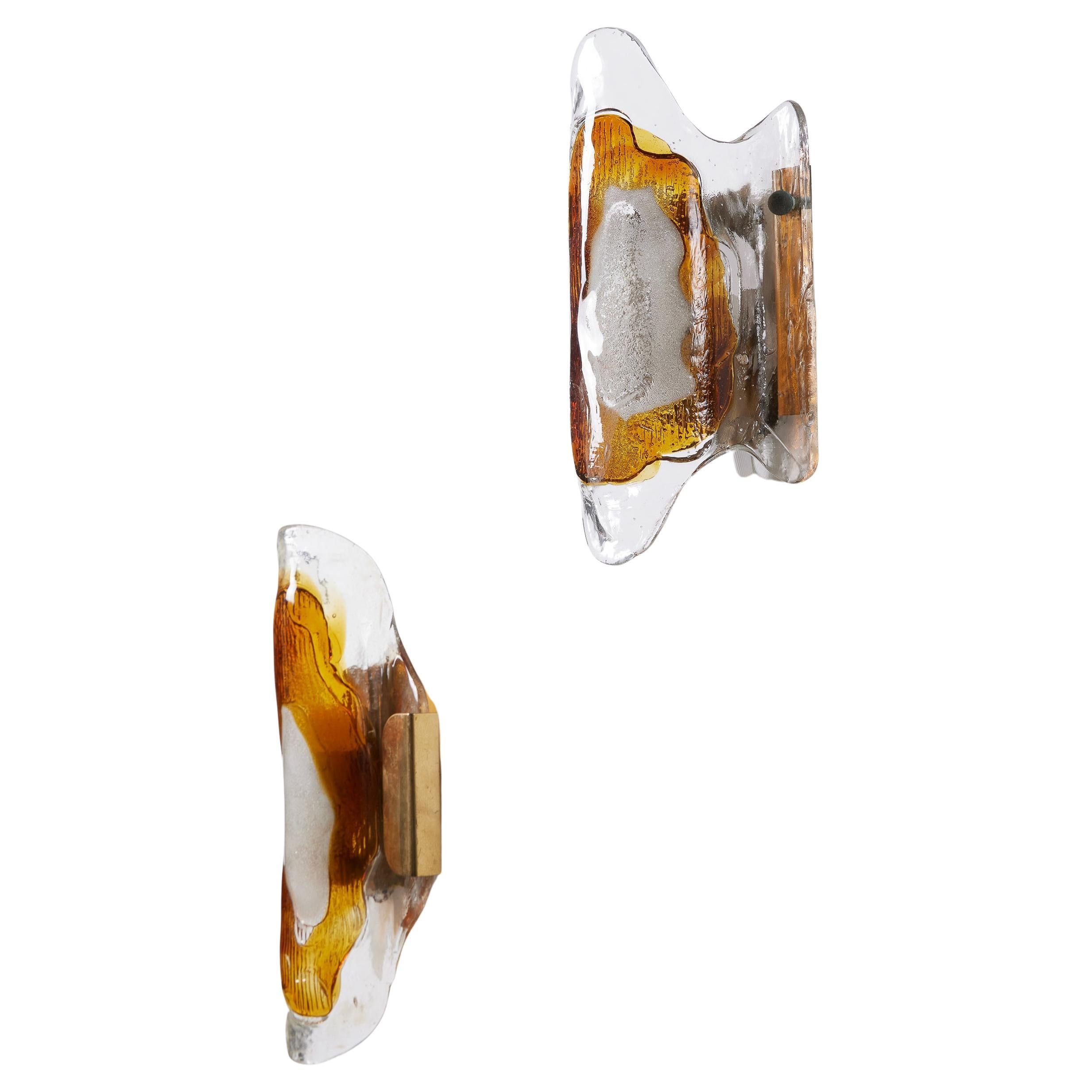 PAIR OF GLASS WALL SCONCES BY SVEND AAGE, 1950s