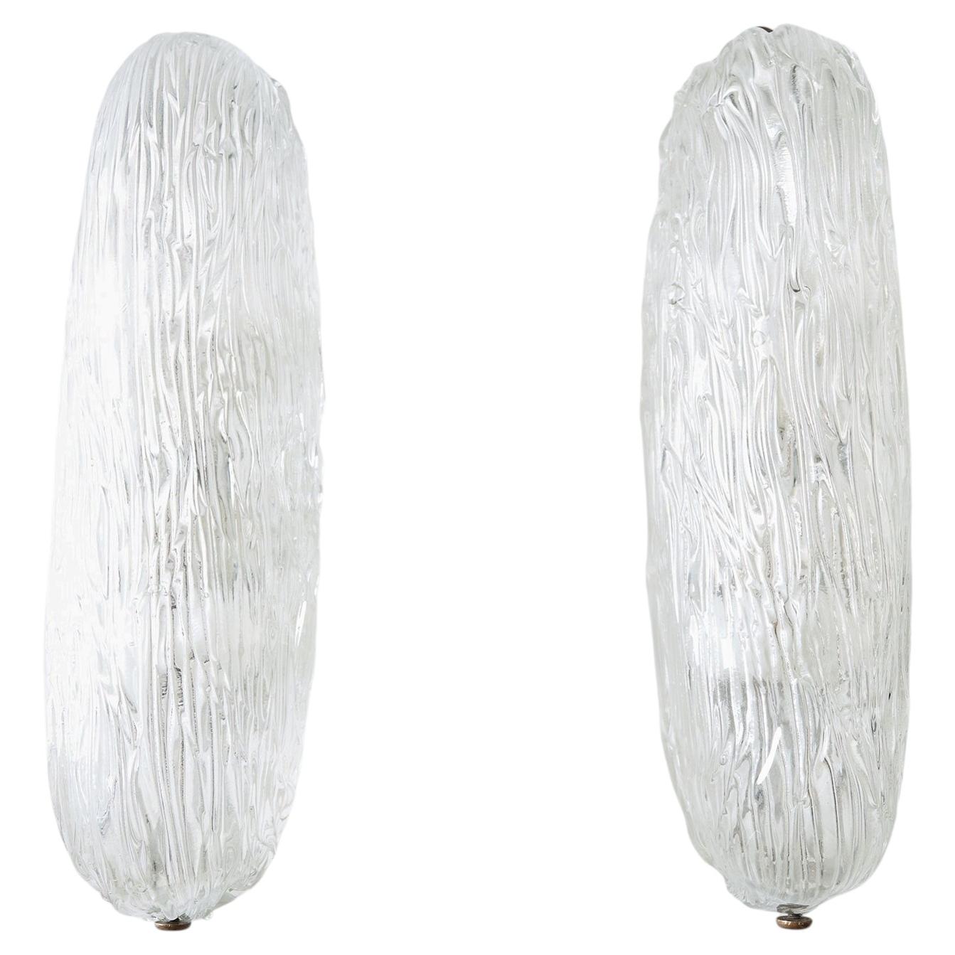 Pair of Glass Wall Sconces by Toni Zuccheri for Venini For Sale