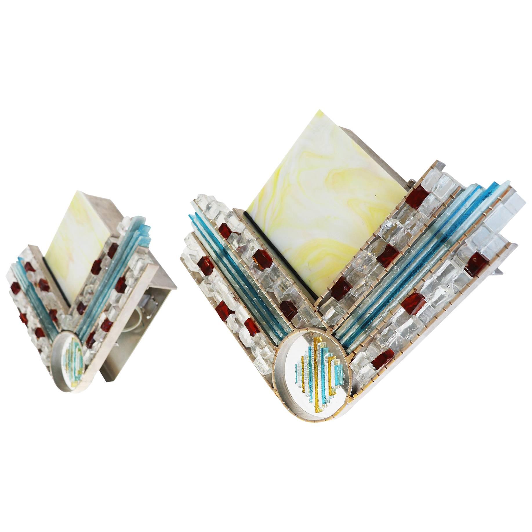 Pair of Glass Wall Sconces 
Chartres
 by Willem van Oyen Sr. for RAAK 1970s