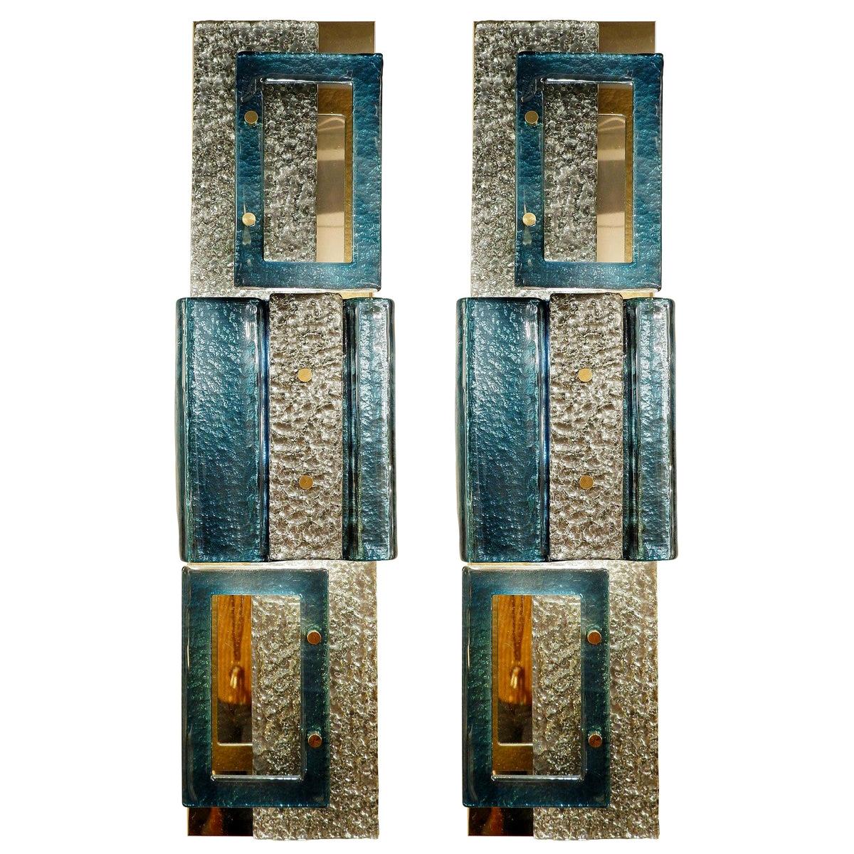 Pair of Glass Wall Sconces, Italy
