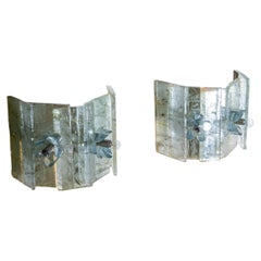 Pair of Glass Wall Sconces, probably Italy, Mid-20th Century