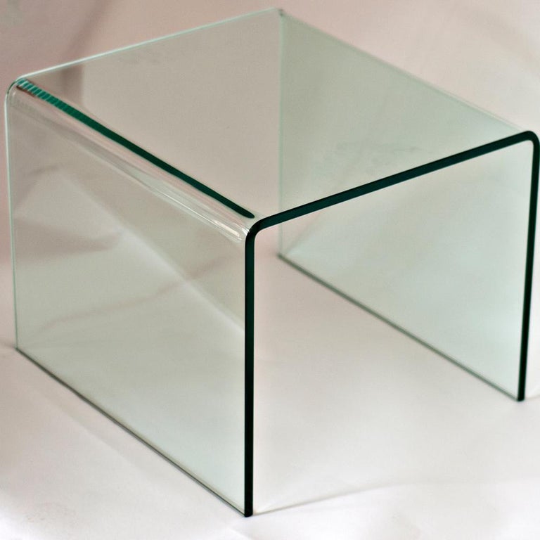 Pair of Glass Waterfall Side Tables For Sale at 1stDibs