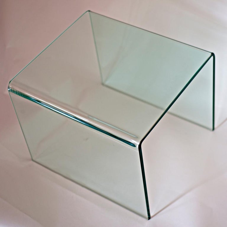 Pair of Glass Waterfall Side Tables For Sale at 1stDibs