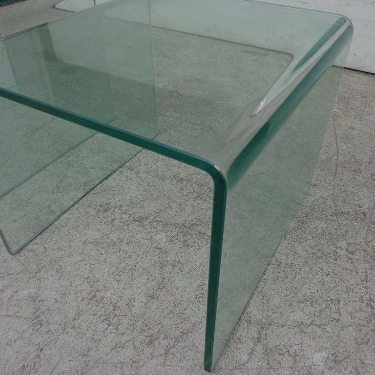 Pair of Glass Waterfall Side Tables For Sale at 1stDibs