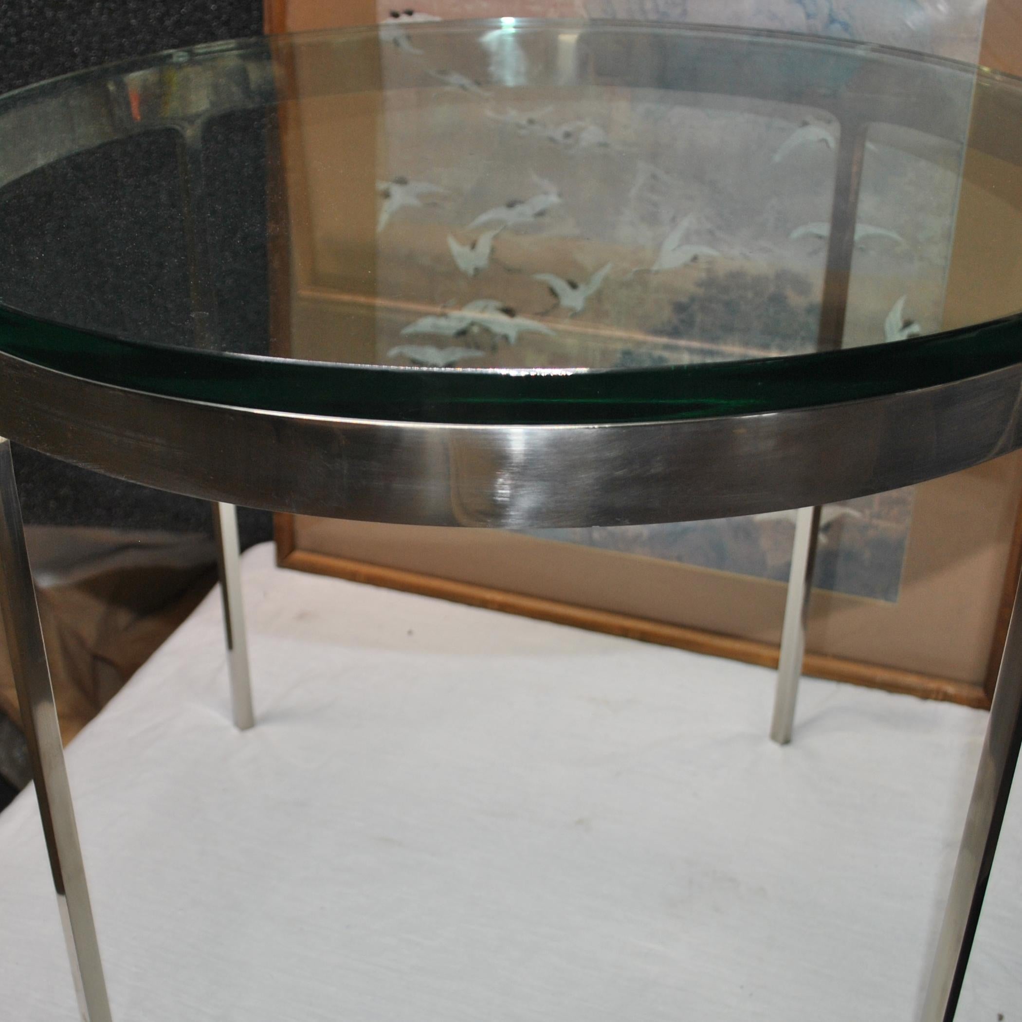 Chrome Pair of Glass Zographos Side Tables