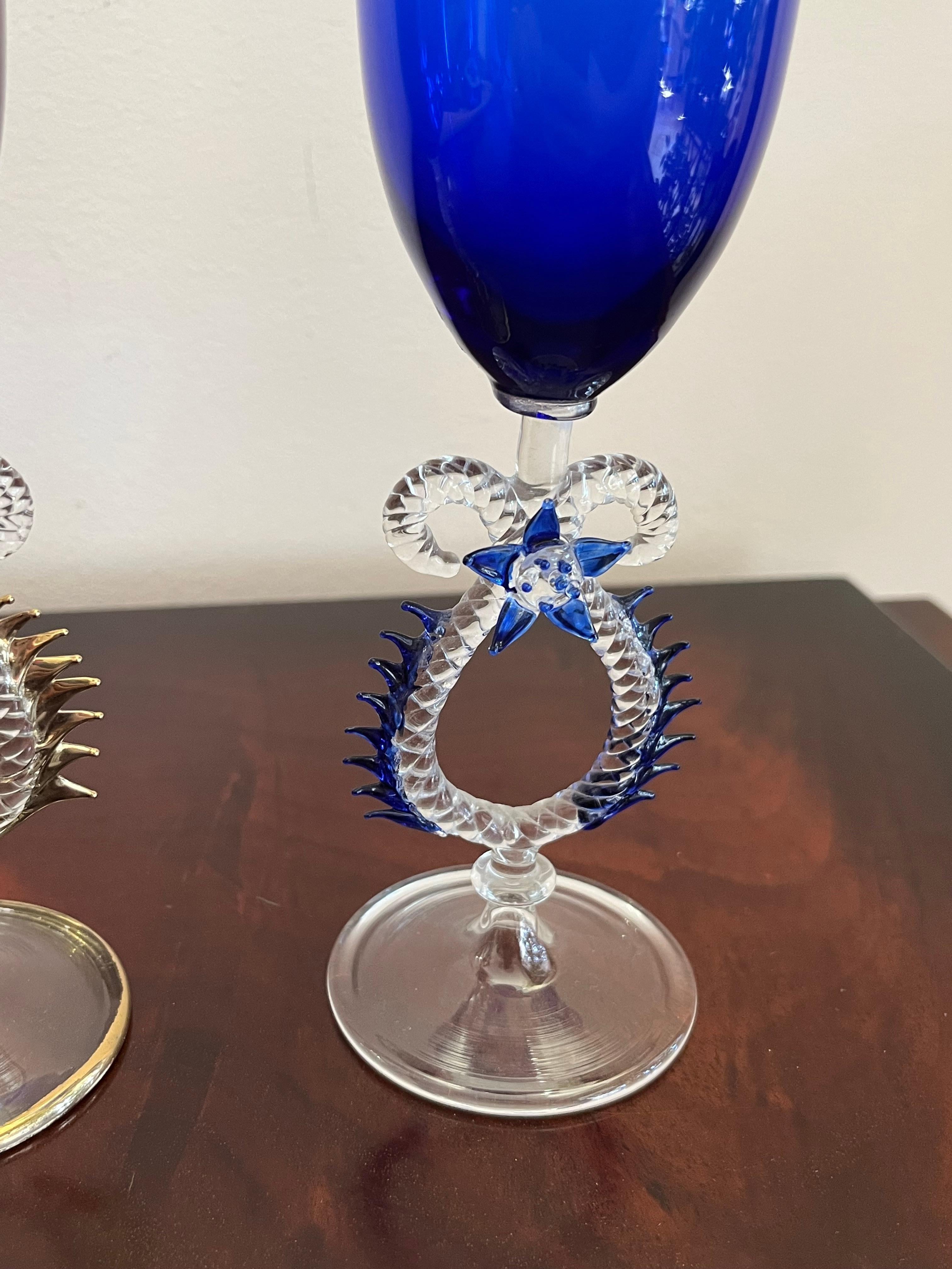 Other Pair of Glasses/Flutes in Murano Crystal, Italy, 1980 For Sale
