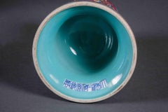 Pair of Glazed Altar Vase Famille Rose Sectional Gu Vases Pink Mauve Green