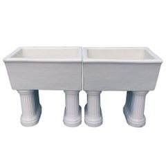 Pair of Glazed Antique Laundry Basins