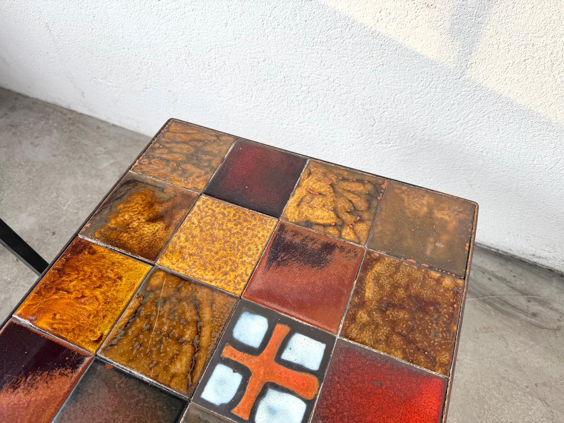 Pair of glazed ceramic and metal coffee tables edited by Roche Bobois For Sale 8