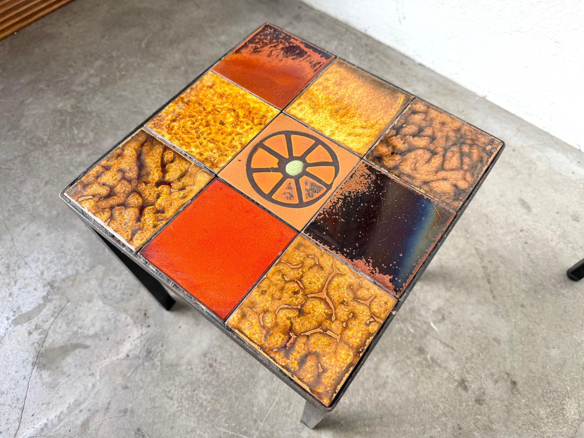 Pair of glazed ceramic and metal coffee tables edited by Roche Bobois For Sale 11