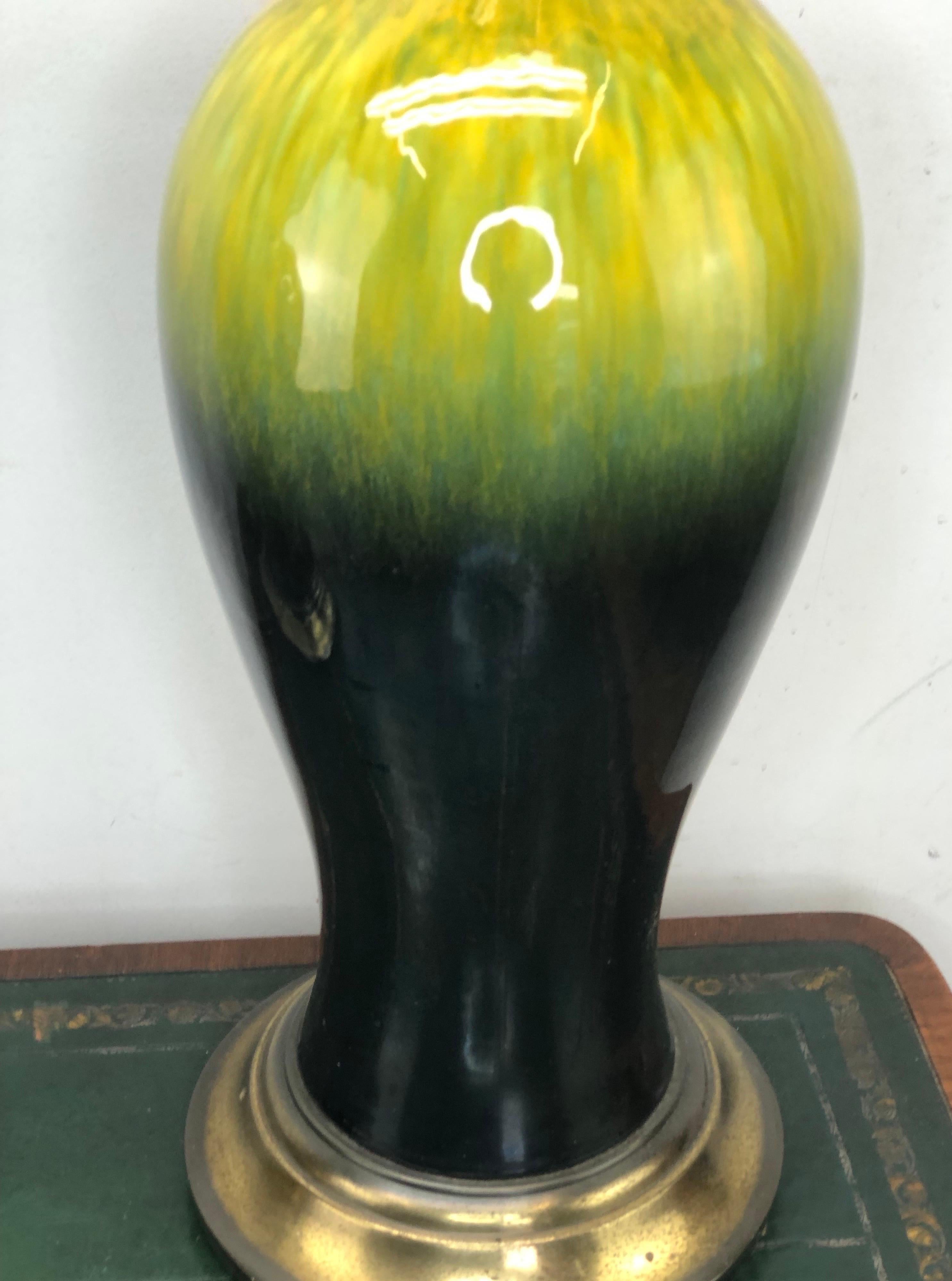 Pair of Glazed Ceramic Baluster Form Mid Century Lamps For Sale 2