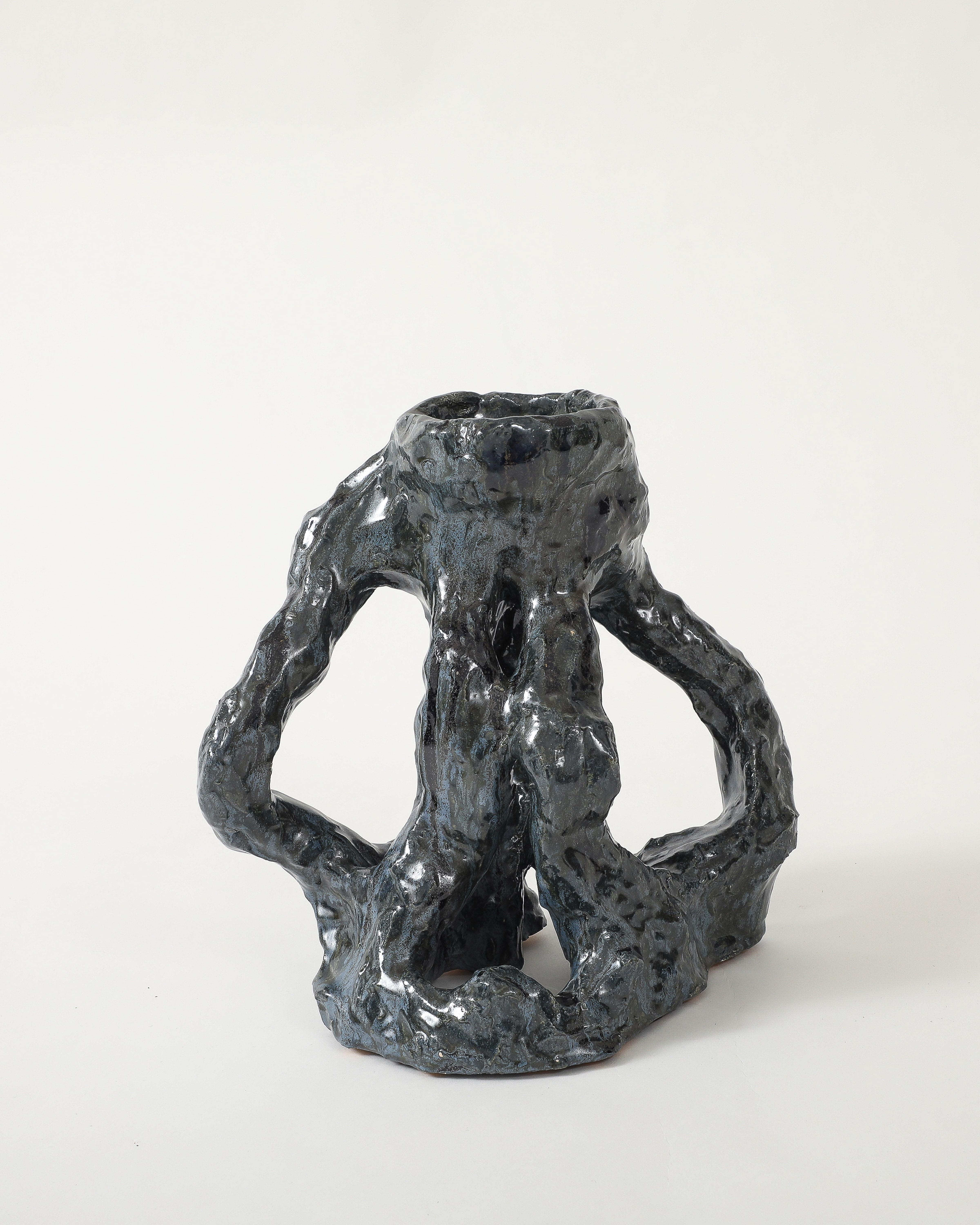 Pair of Glazed Ceramic Candlesticks For Sale 14
