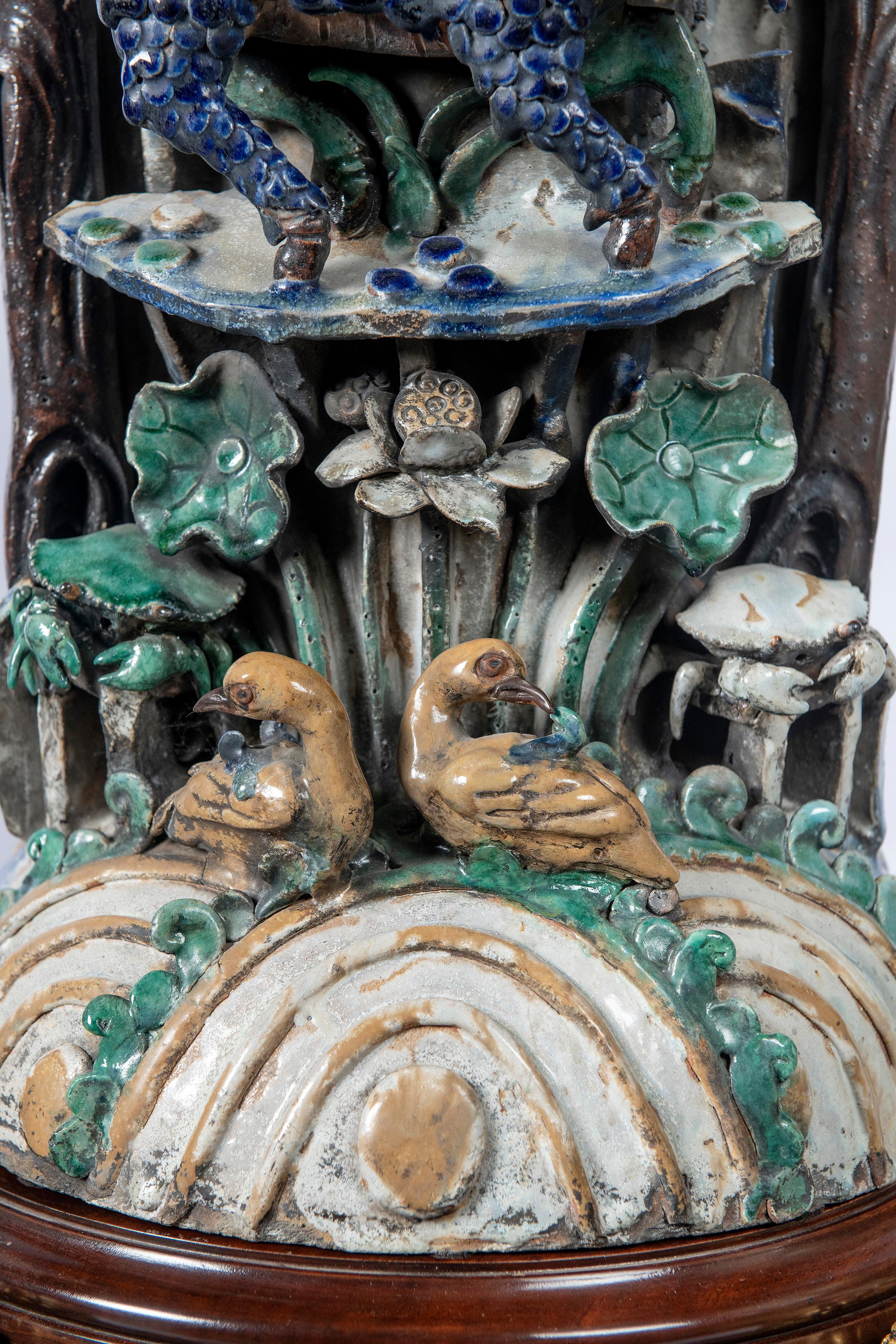 Paar glasierte chinesische Keramikfliesen, China, frühes 20. Jahrhundert (Chinesisch) im Angebot