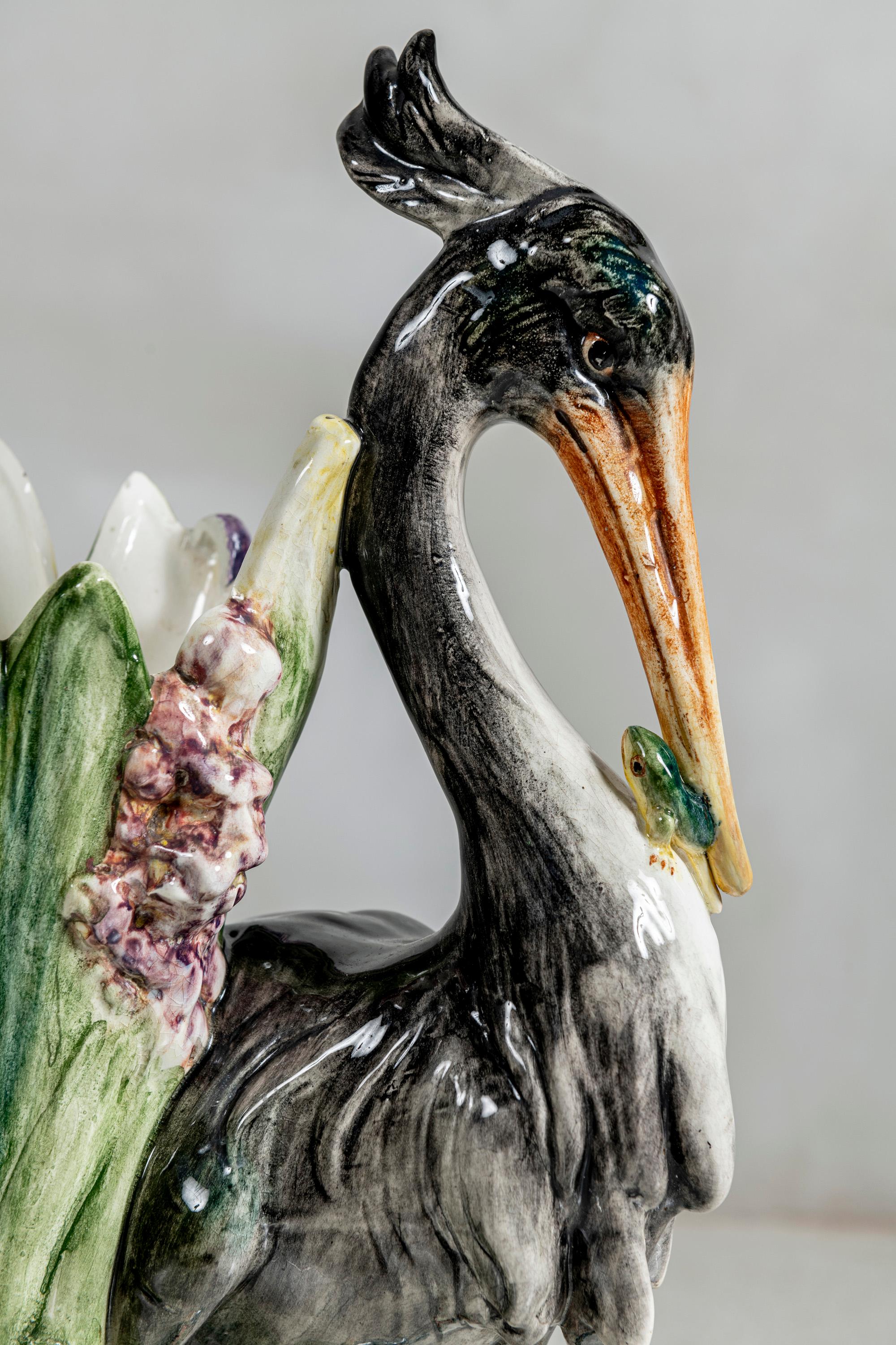 Pair of Glazed Ceramic Flower Vases by Delphine Massier, France, circa 1890. For Sale 8