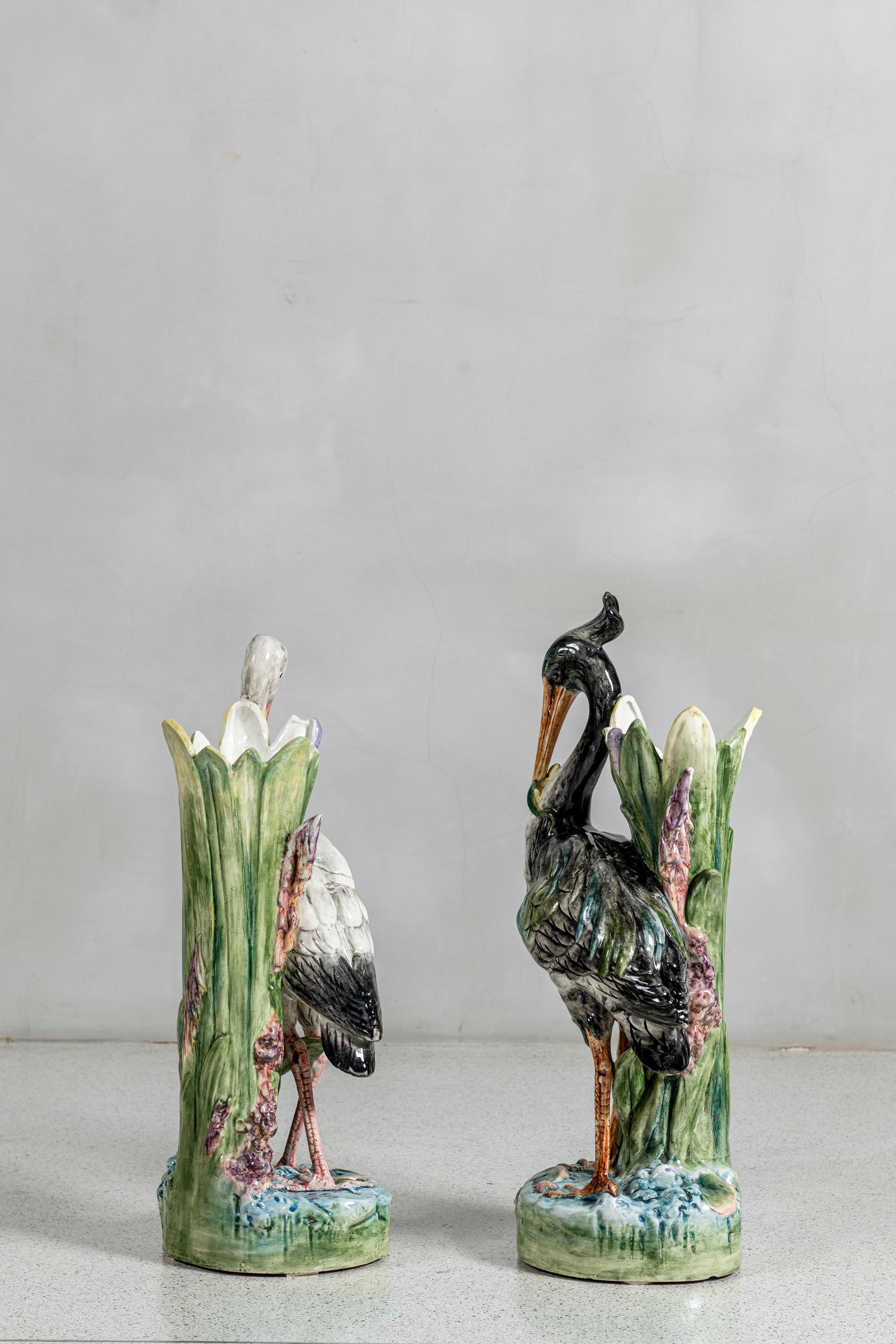 Pair of Glazed Ceramic Flower Vases by Delphine Massier, France, circa 1890. In Good Condition For Sale In Buenos Aires, Buenos Aires