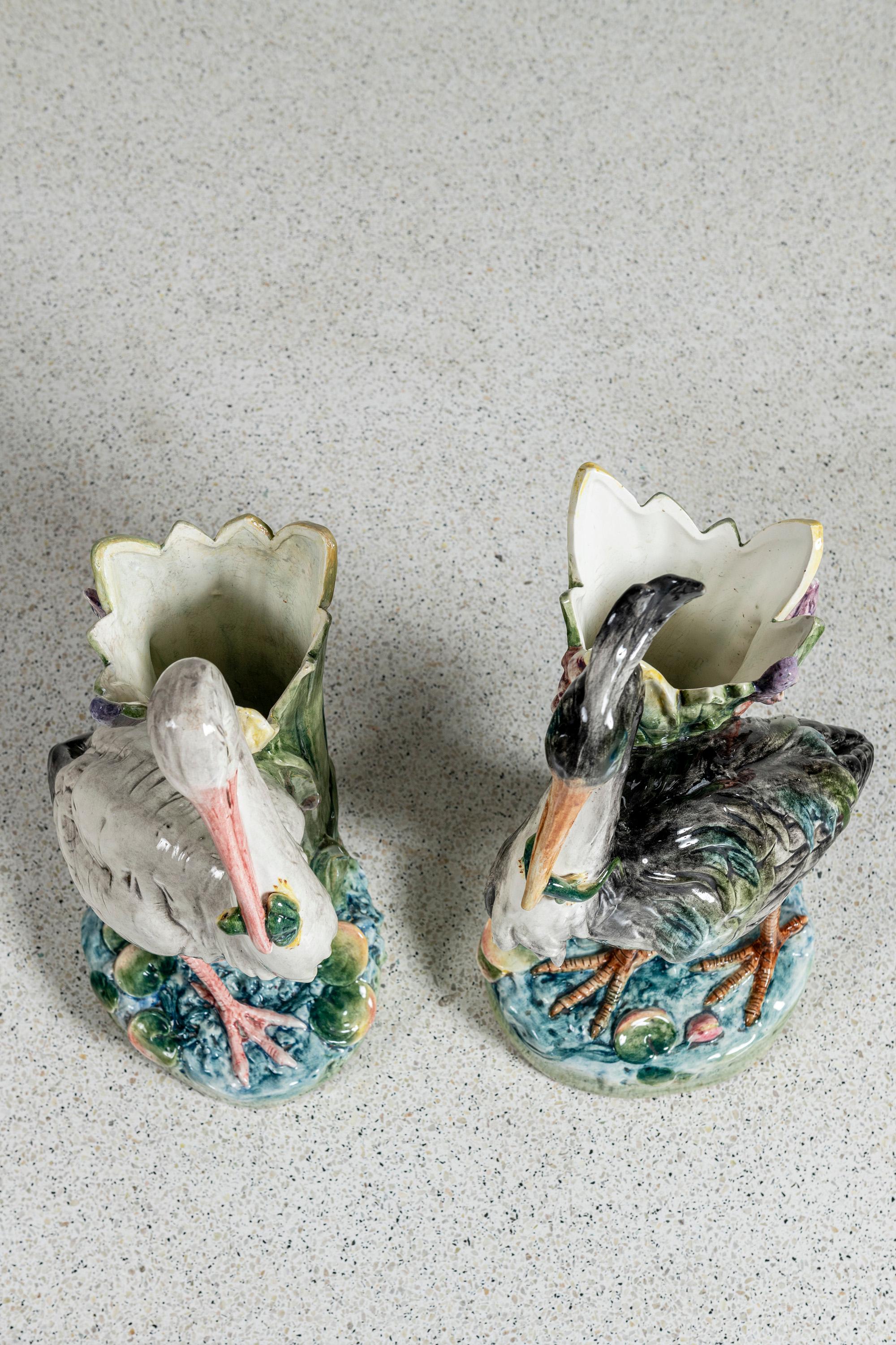 Late 19th Century Pair of Glazed Ceramic Flower Vases by Delphine Massier, France, circa 1890. For Sale