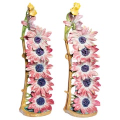 Antique Pair of Glazed Ceramic Flower Vases by Delphin Massier, France, circa 1890