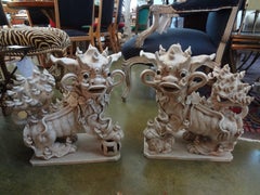 Pair of Glazed Ceramic Foo Dogs