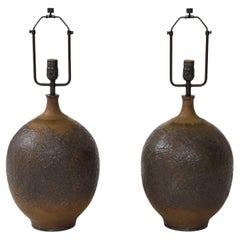 Pair of Glazed Ceramic Lamps by Design Technics, United States, c. 1950