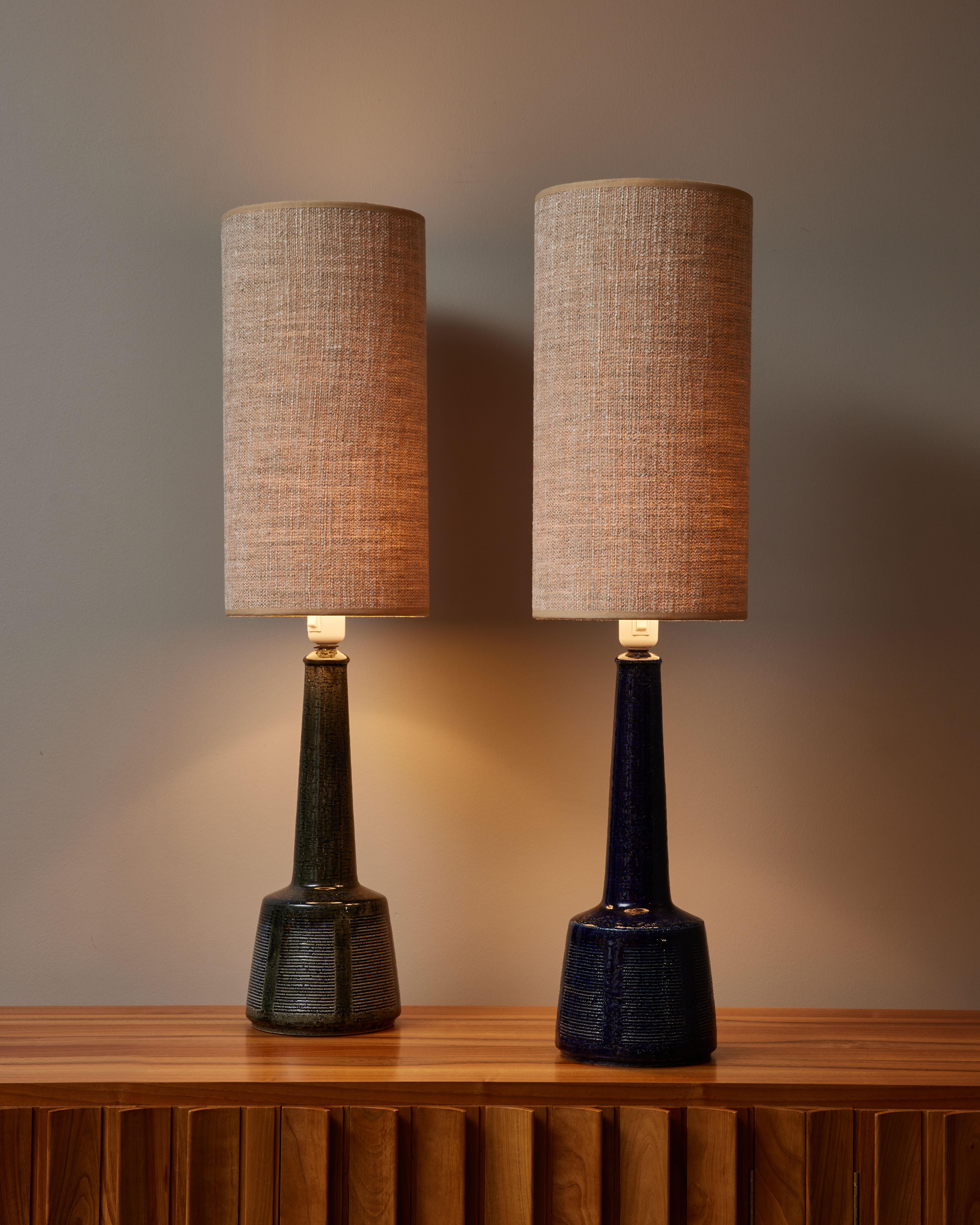 Mid-Century Modern Pair of Glazed Ceramic Table Lamps by Esben Bredsdorff Klint