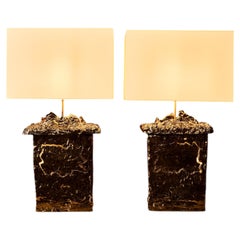 Pair of Glazed Ceramic Table Lamps by Leo Nataf
