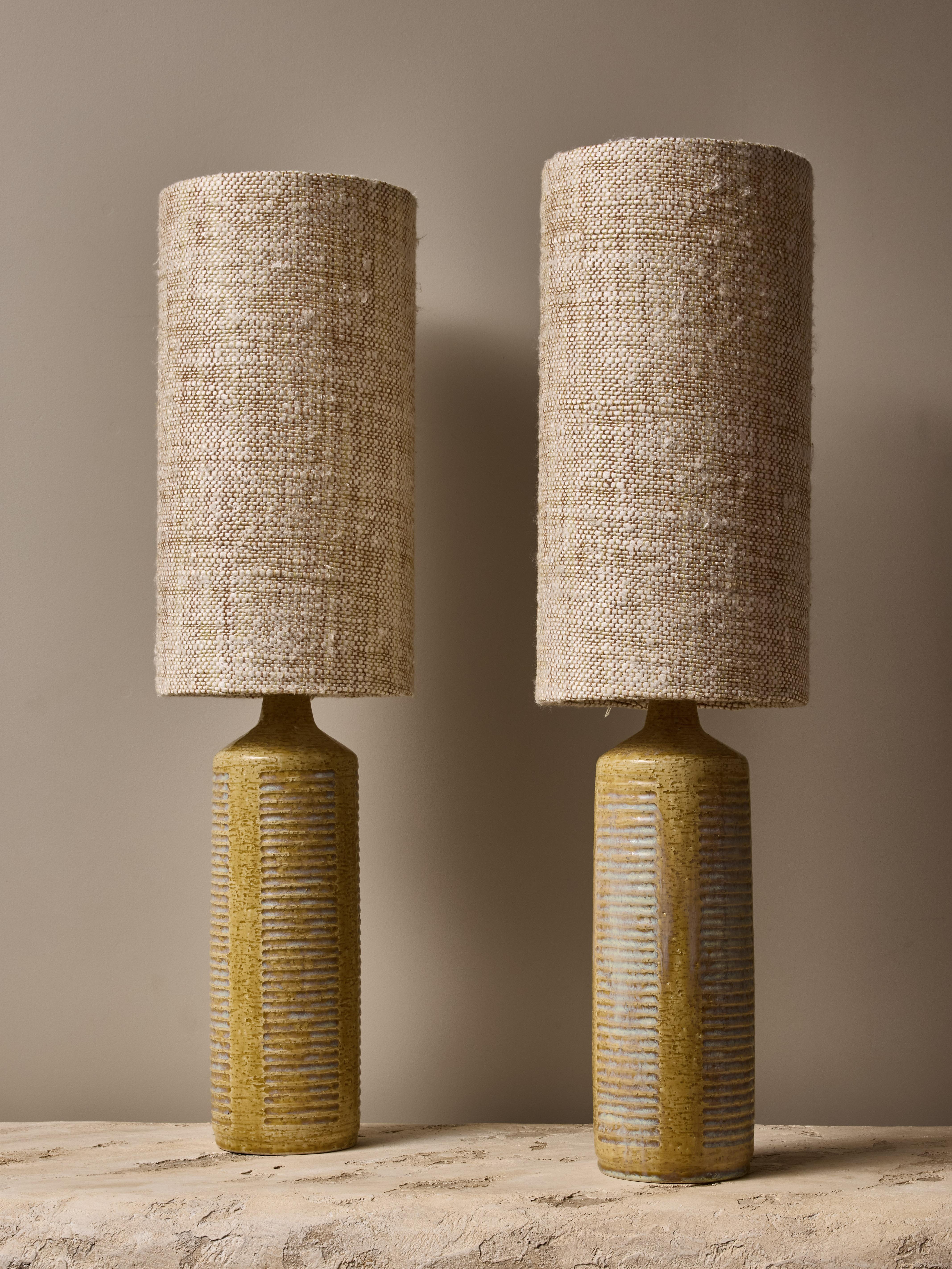 Scandinavian Modern Pair of Glazed Ceramic Table Lamps by Per Linneman-Schmidt for Palshus mod. DL27 For Sale