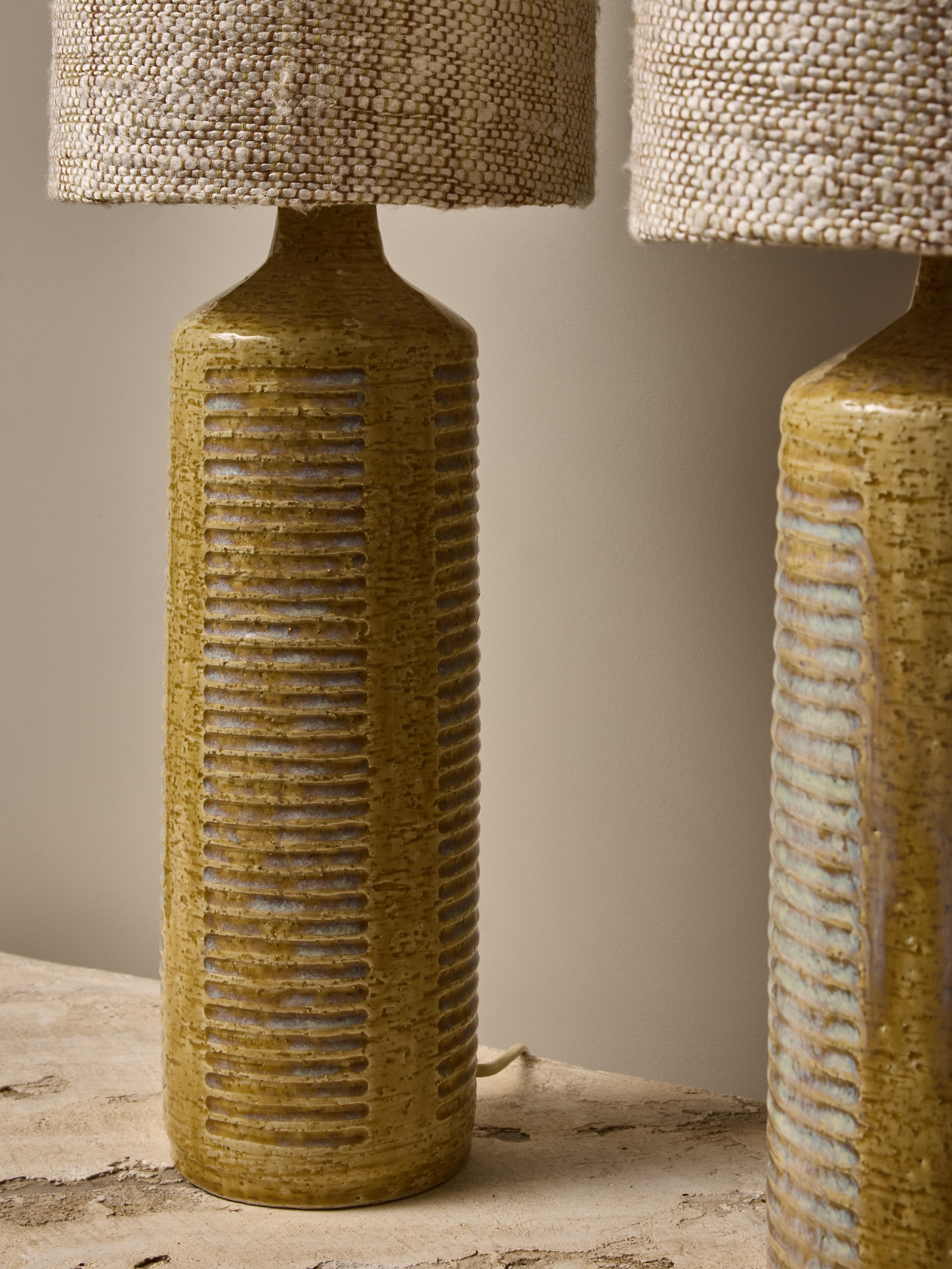 Mid-20th Century Pair of Glazed Ceramic Table Lamps by Per Linneman-Schmidt for Palshus mod. DL27 For Sale