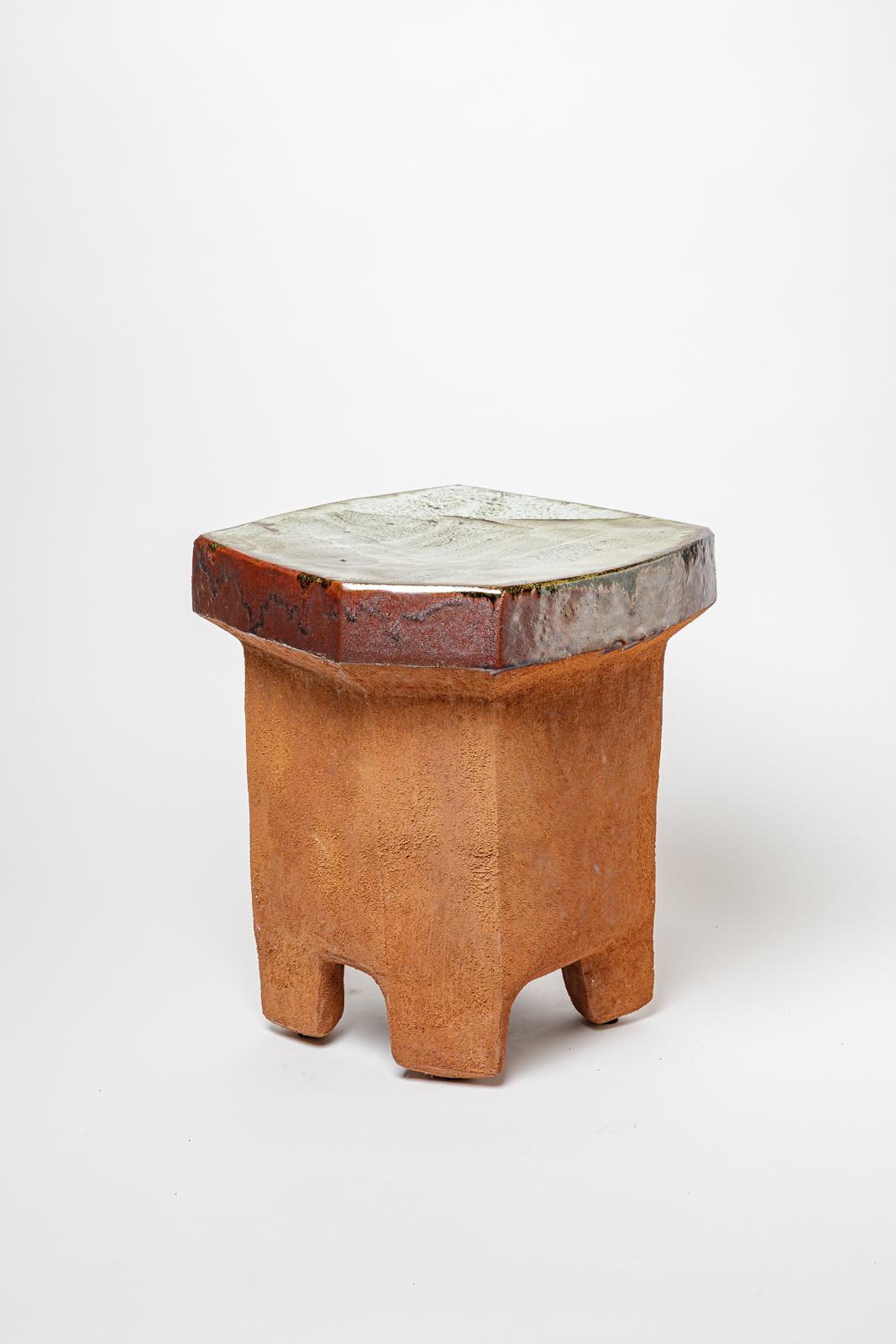 Français Paire de tables ou tabourets en céramique émaillée de Marie-Lucie Trinquand, 2025. en vente