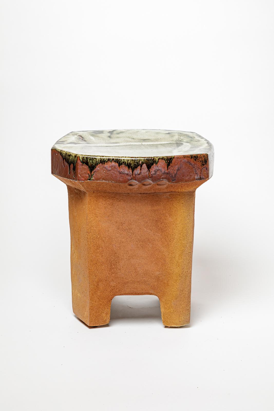 XXIe siècle et contemporain Paire de tables ou tabourets en céramique émaillée de Marie-Lucie Trinquand, 2025. en vente