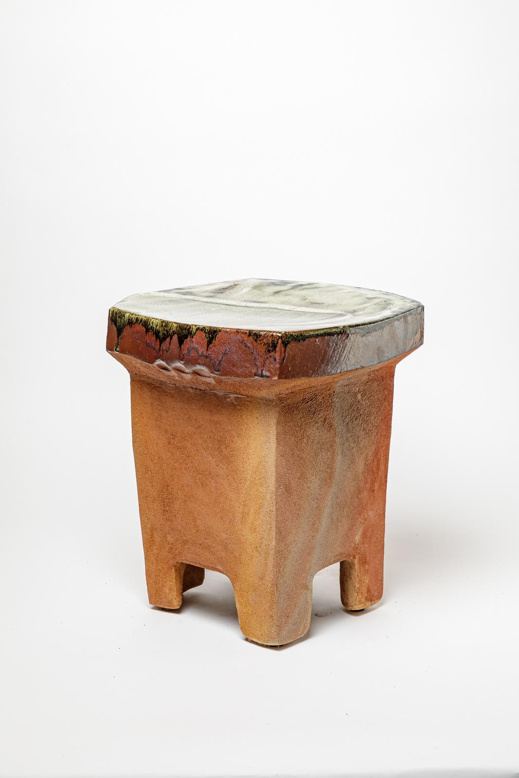 Céramique Paire de tables ou tabourets en céramique émaillée de Marie-Lucie Trinquand, 2025. en vente