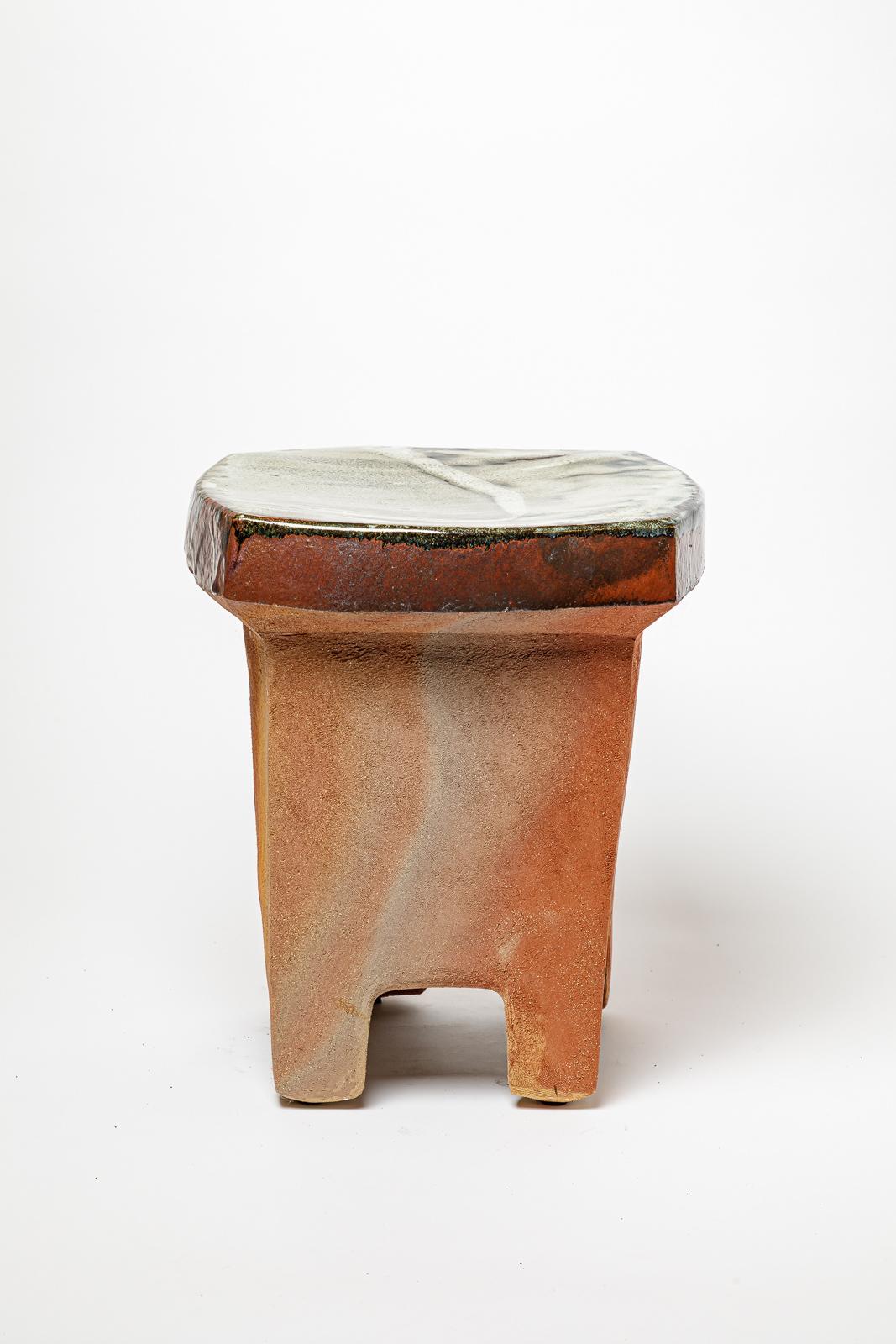 Paire de tables ou tabourets en céramique émaillée de Marie-Lucie Trinquand, 2025. en vente 1