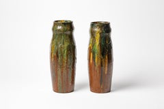 Coppia di vasi in ceramica smaltata di Arthur Craco, circa 1900.