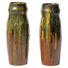 Coppia di vasi in ceramica smaltata di Arthur Craco, circa 1900.