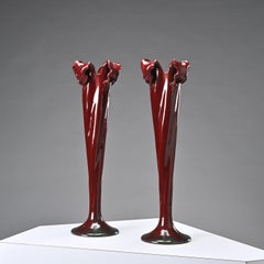 Pair of glazed ceramic vases by Delphin Massier, France, late 19th century